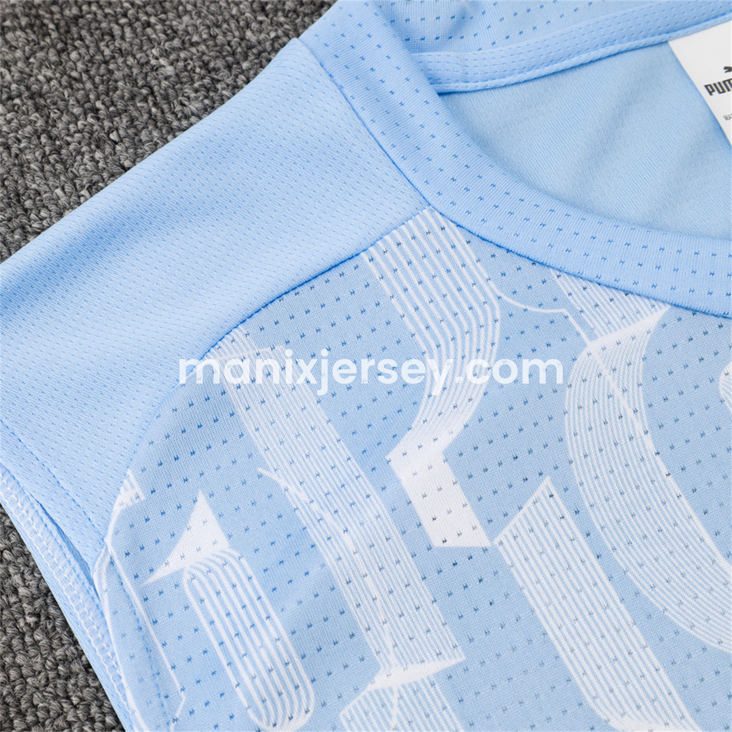 ManixJersey.com | Manchester City 25-26 Vest Training Set - Sky Blue Vest and Deep Blue Shorts -Customize Name, Number and Patch | Worldwide Shipping