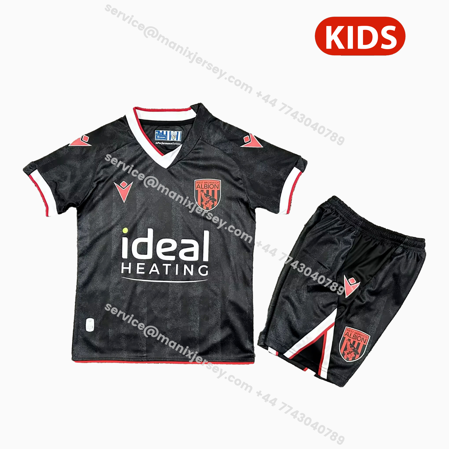 ManixJersey.com | West Bromwich Albion 25-26 Third Black Kids Kit -Customize Name, Number and Patch | Worldwide Shipping