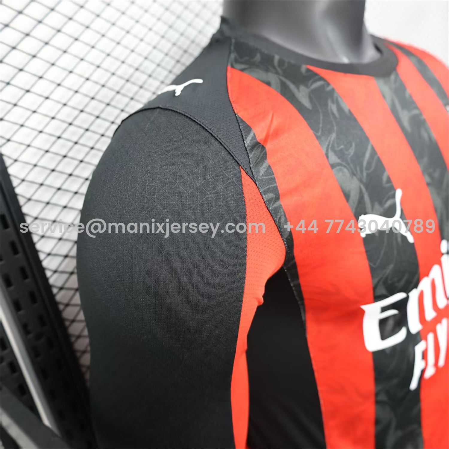 ManixJersey.com | AC Milan 25-26 Home Long Sleeves Jersey - Player Version -Customize Name, Number and Patch | Worldwide Shipping