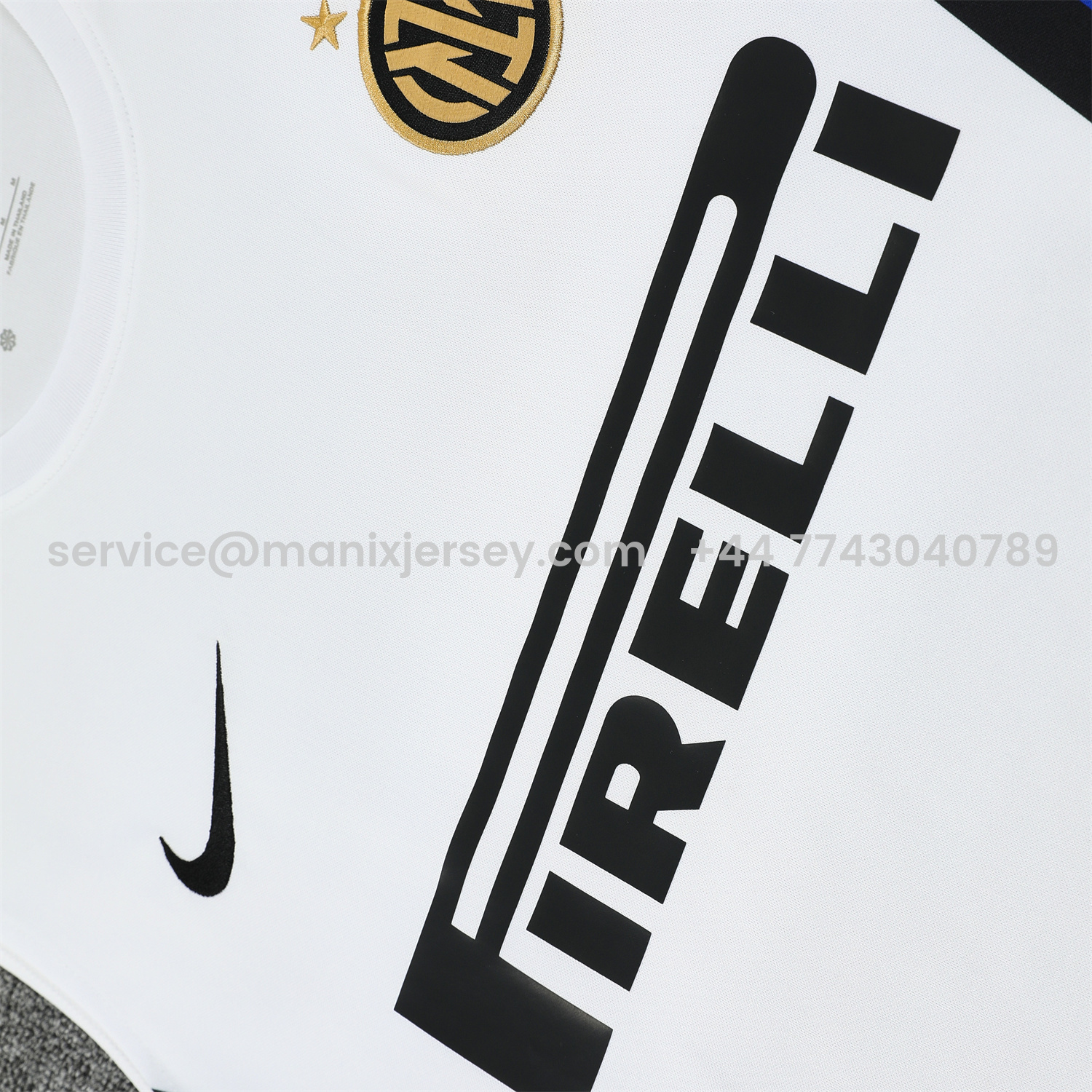ManixJersey.com | Inter Milan 25-26 Vest Training Set - White Vest & Black Shorts -Customize Name, Number and Patch | Worldwide Shipping