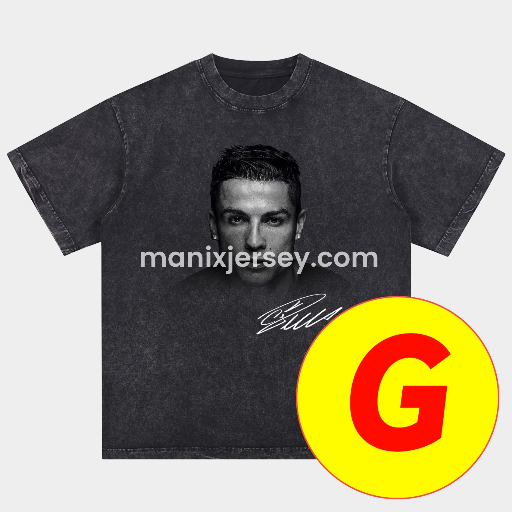 ManixJersey.com | Cristiano Ronaldo Portugal Real Madrid Manchester United Oversized Washed T-Shirt -Customize Name, Number and Patch | Worldwide Shipping