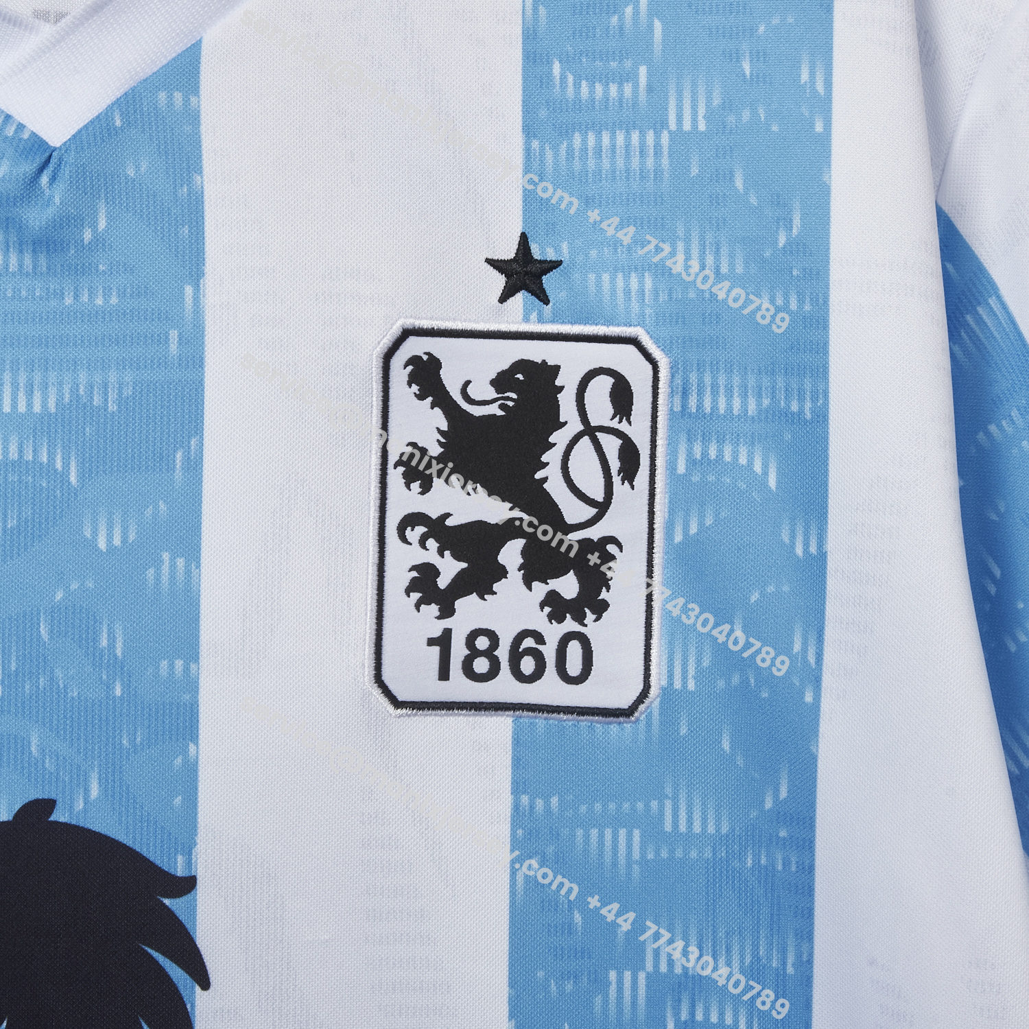 ManixJersey.com | TSV 1860 München Munich 25-26 Blue And White Stripes Home Jersey - Fans Version -Customize Name, Number and Patch | Worldwide Shipping