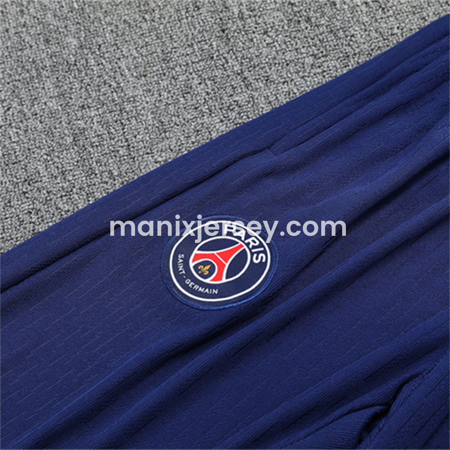 ManixJersey.com | Paris Saint-Germain PSG 25-26 Kid Long Sleeves Training Set - Royal Blue Gray Sleeves Top & Royal Blue Pants -Customize Name, Number and Patch | Worldwide Shipping