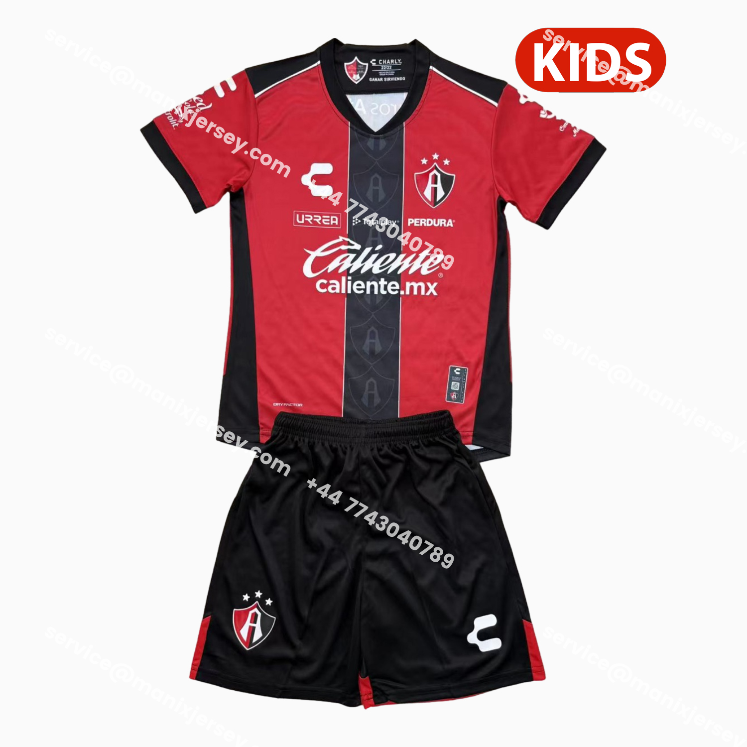 ManixJersey.com | Atlas 25-26 Home Red Kids Kit -Customize Name, Number and Patch | Worldwide Shipping