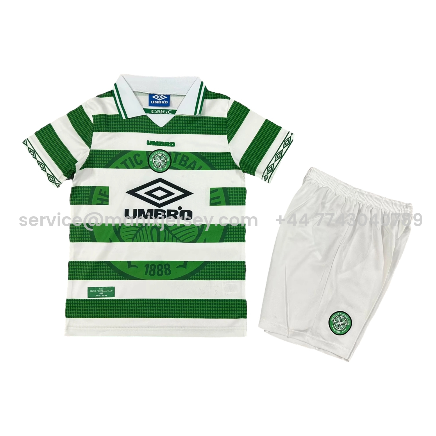 ManixJersey.com | Retro Celtic 1997-99 Home Kids Kit -Customize Name, Number and Patch | Worldwide Shipping