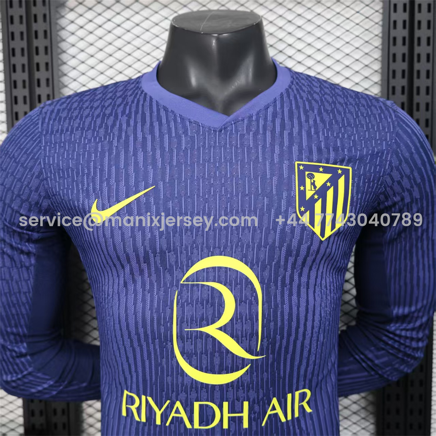 ManixJersey.com | Atletico Madrid 25-26 Away Long Sleeves Jersey - Player Version -Customize Name, Number and Patch | Worldwide Shipping