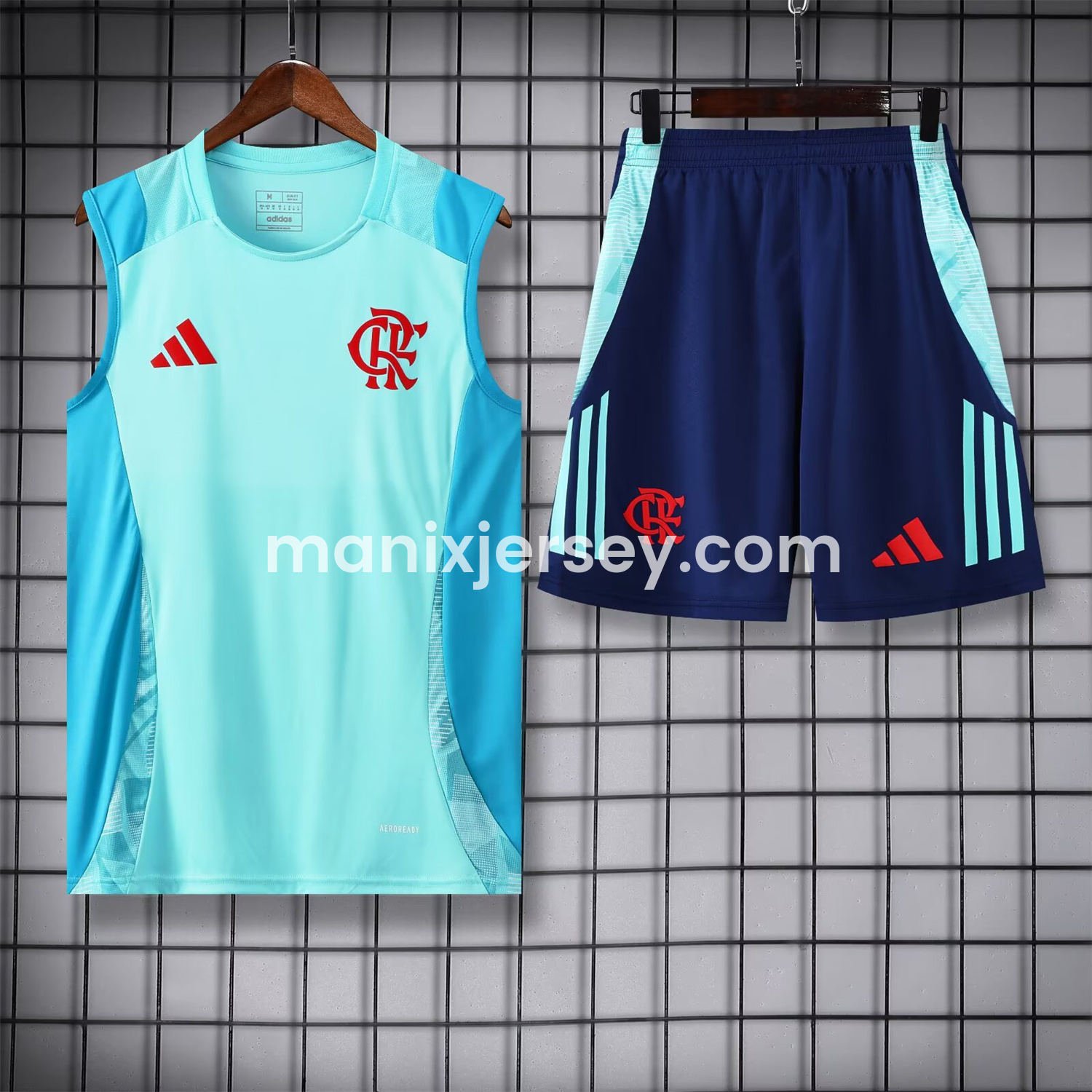 ManixJersey.com | Flamengo 25-26 Vest Training Set - Light Blue With Royal Blue -Customize Name, Number and Patch | Worldwide Shipping