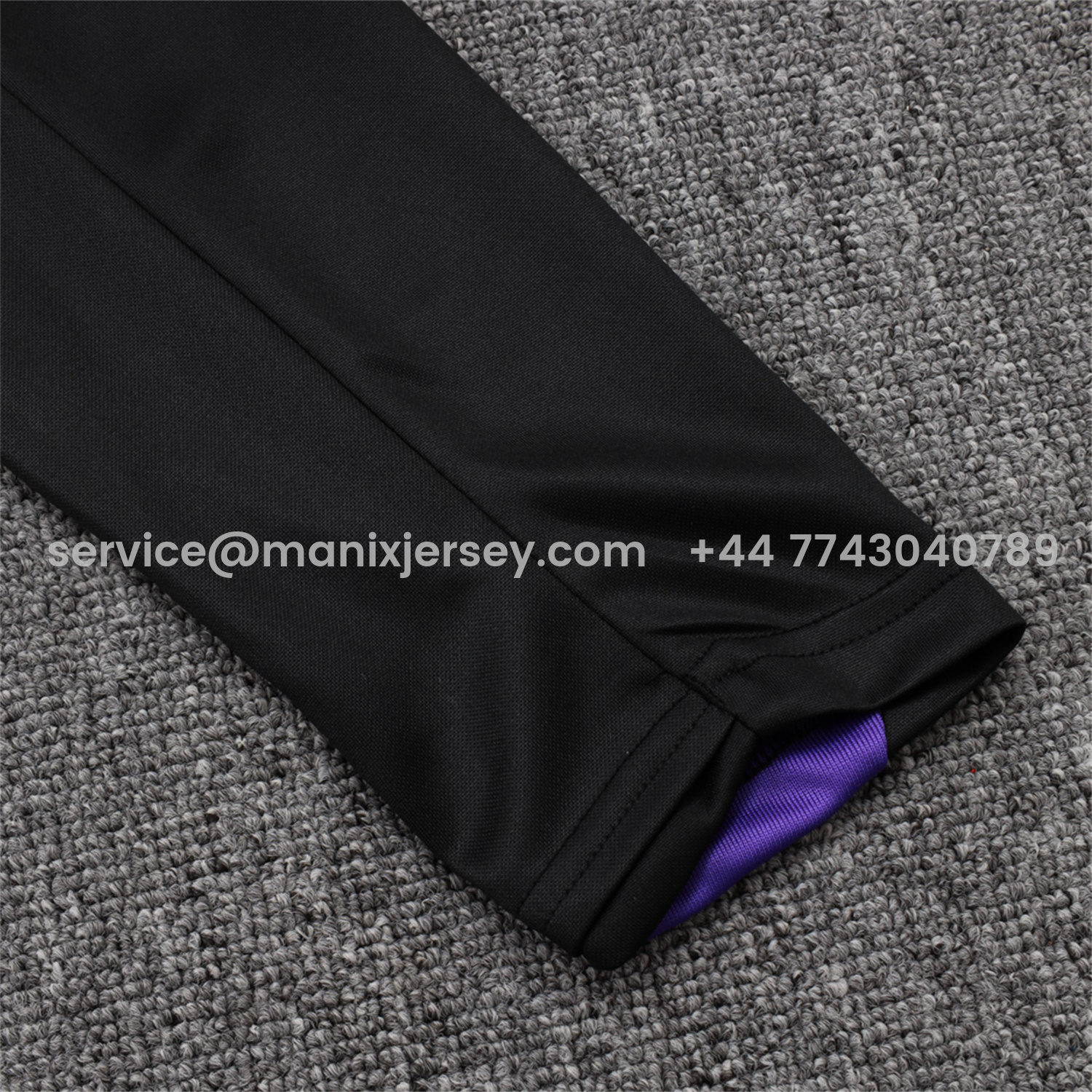 ManixJersey.com | Barcelona X KB 25-26 Long Sleeve Training Set - Black Top with Purple Badge and Black Pants -Customize Name, Number and Patch | Worldwide Shipping