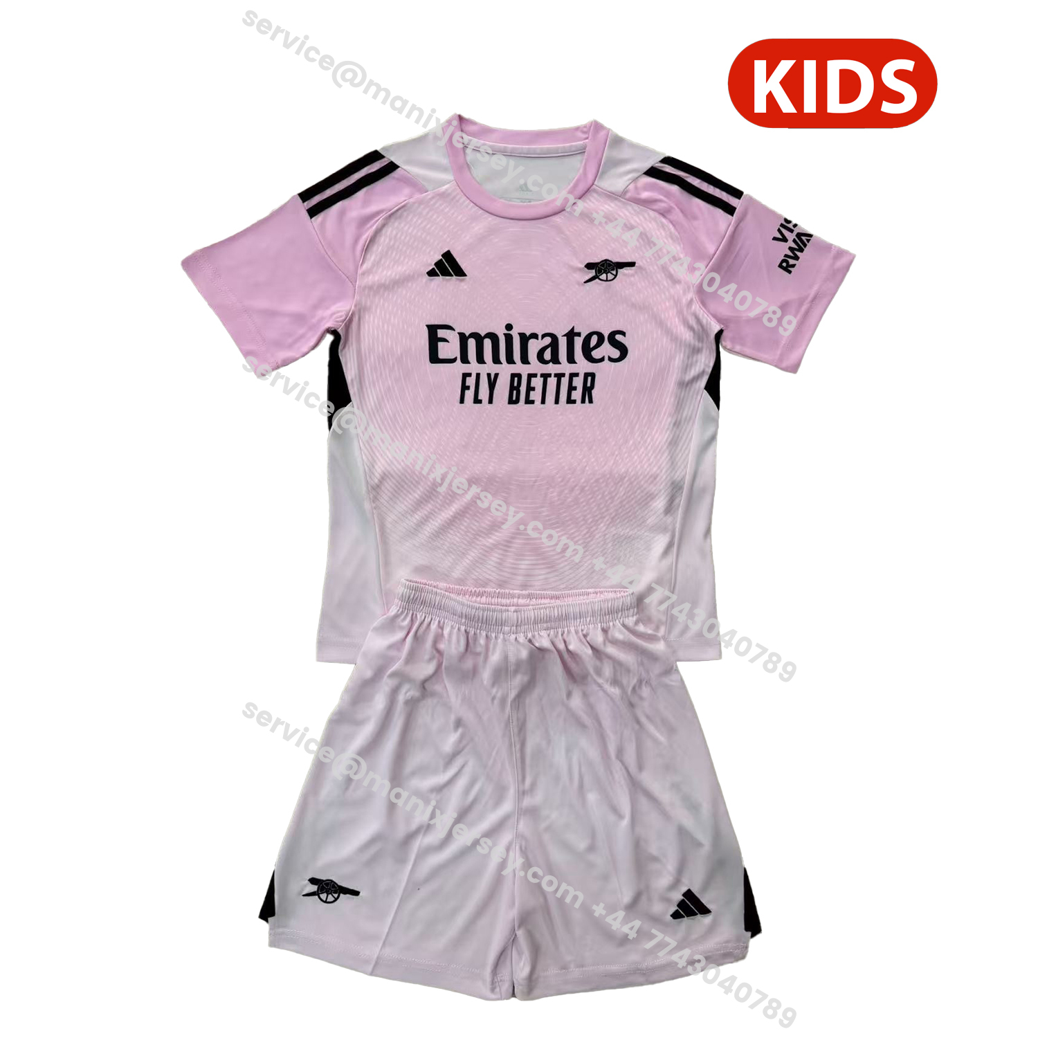 ManixJersey.com | Arsenal 25-26 Light Pink Goalkeeper Kids Kit -Customize Name, Number and Patch | Worldwide Shipping