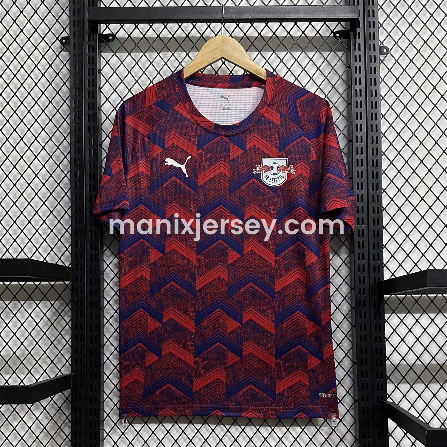 ManixJersey.com | RB Leipzig 25-26 Pre-Match Red Blue Training Jersey - Fans Version -Customize Name, Number and Patch | Worldwide Shipping