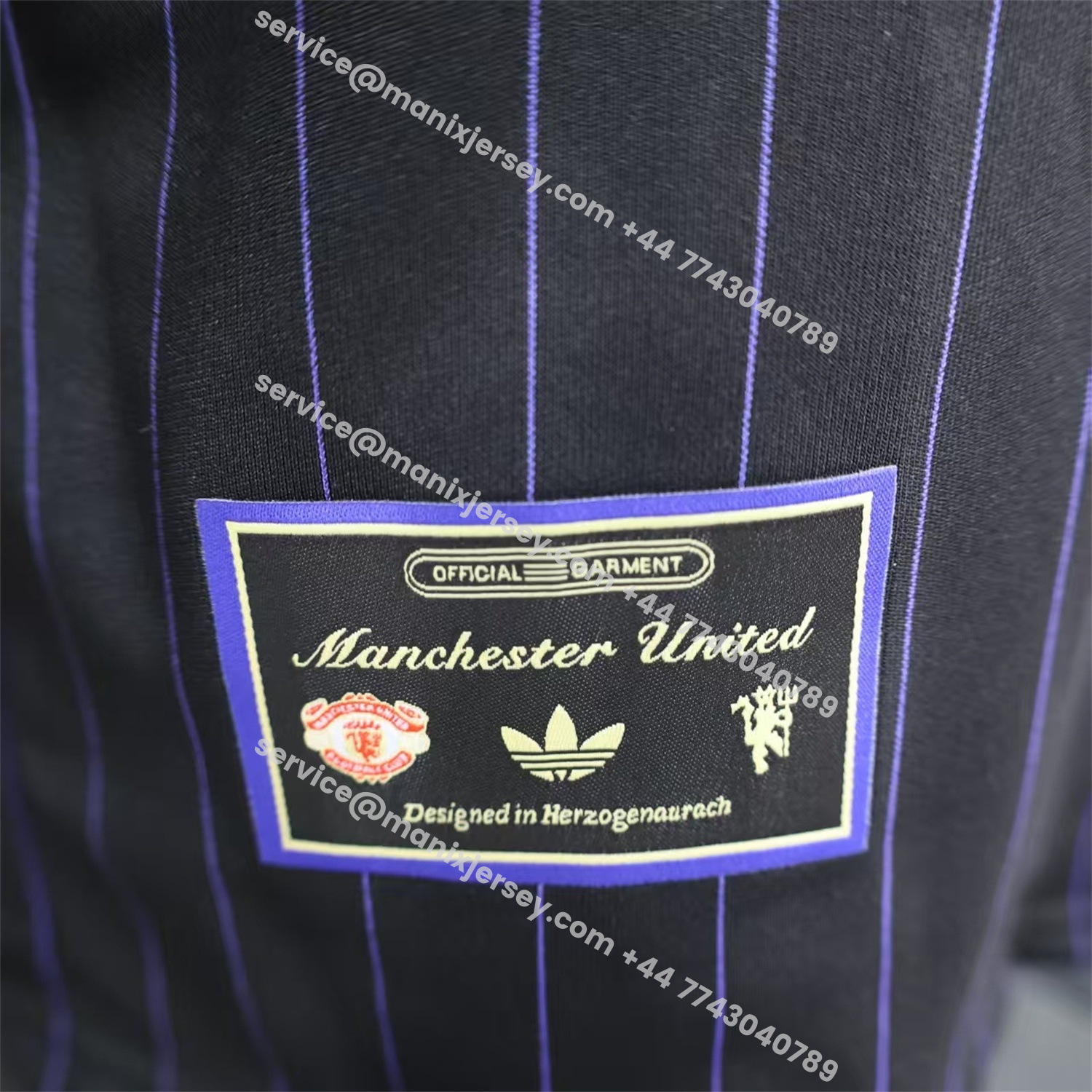 ManixJersey.com | Manchester United 25-26 Trefoil Purple Lines Black Travel Jersey - Player Version -Customize Name, Number and Patch | Worldwide Shipping