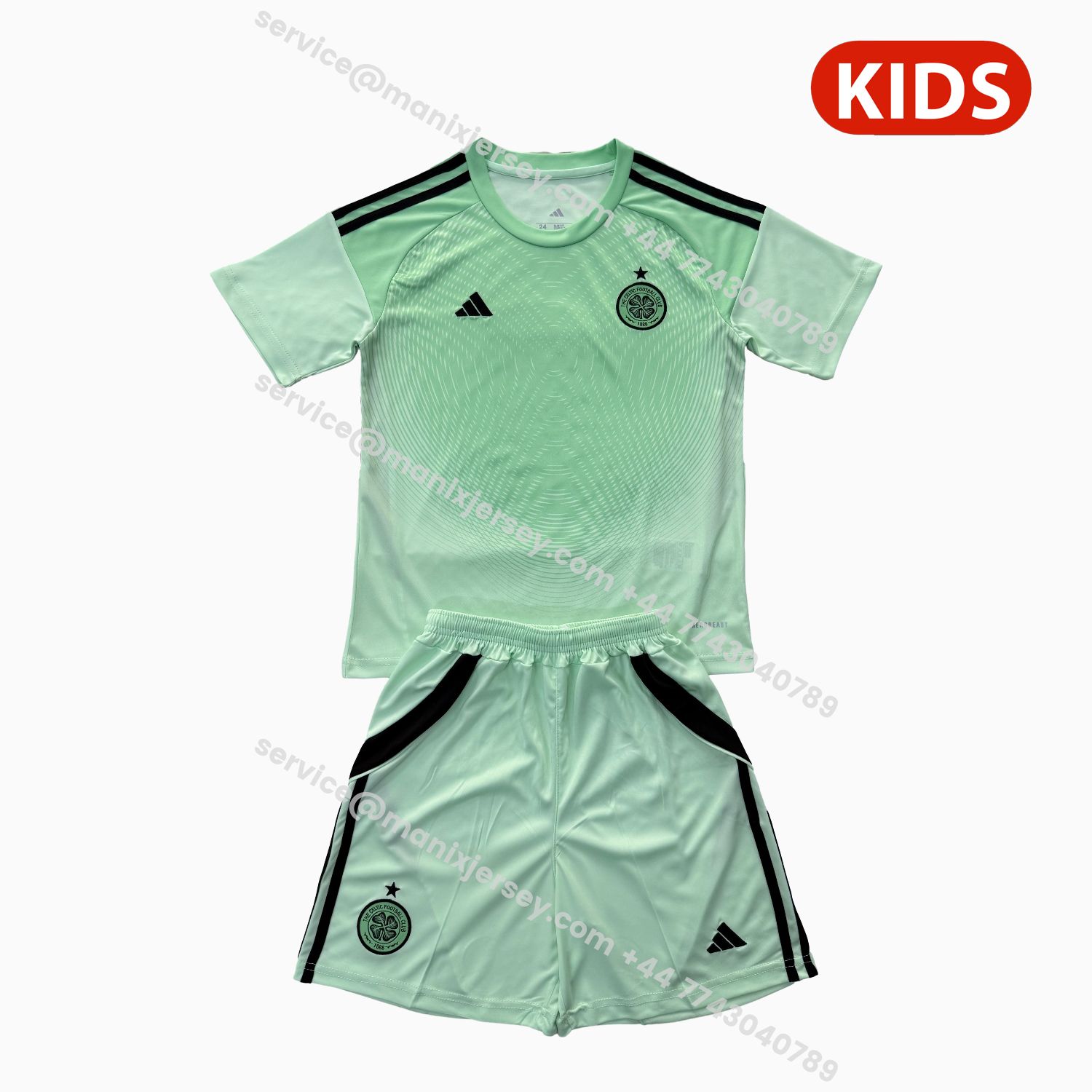 ManixJersey.com | Celtic 25-26 Green Goalkeeper Kids Kit -Customize Name, Number and Patch | Worldwide Shipping