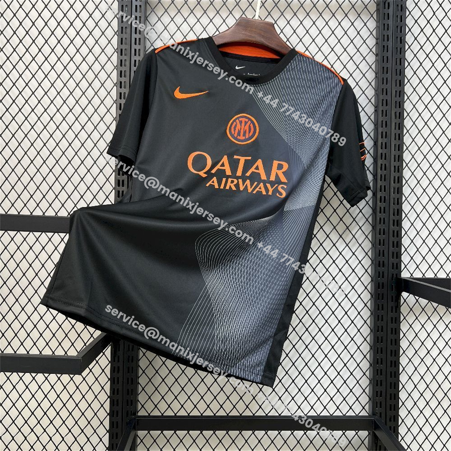 ManixJersey.com | Inter Milan 25-26 Orange And Black Training Jersey - Fans Version -Customize Name, Number and Patch | Worldwide Shipping