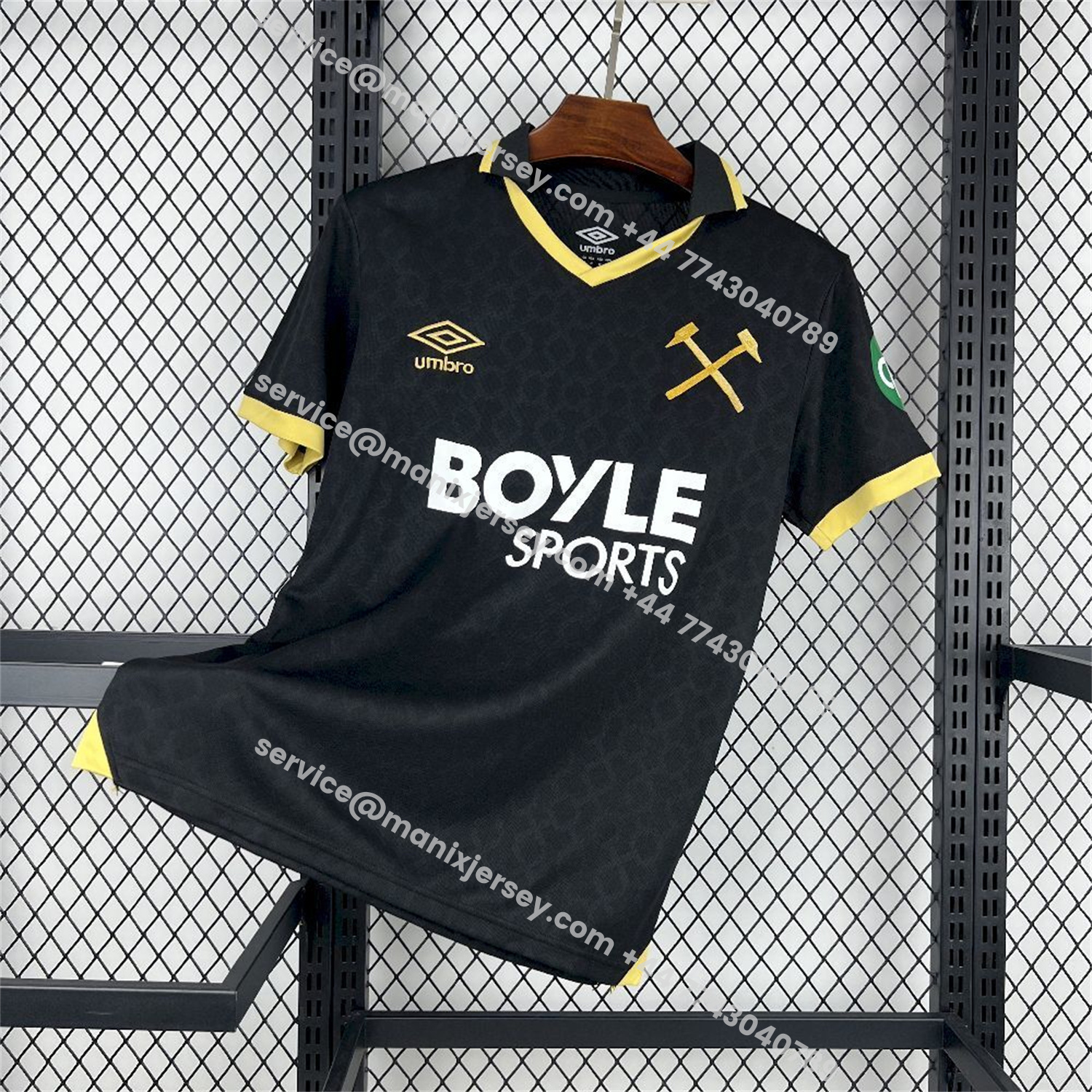 ManixJersey.com | West Ham United 25-26 Third Black Jersey - Fans Version -Customize Name, Number and Patch | Worldwide Shipping