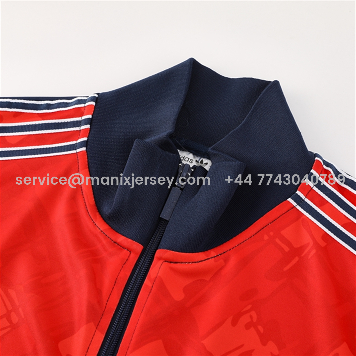 ManixJersey.com | Arsenal 25-26 Jacket Training Tracksuit - Red Blue Throwback Jackets & Blue Pants -Customize Name, Number and Patch | Worldwide Shipping
