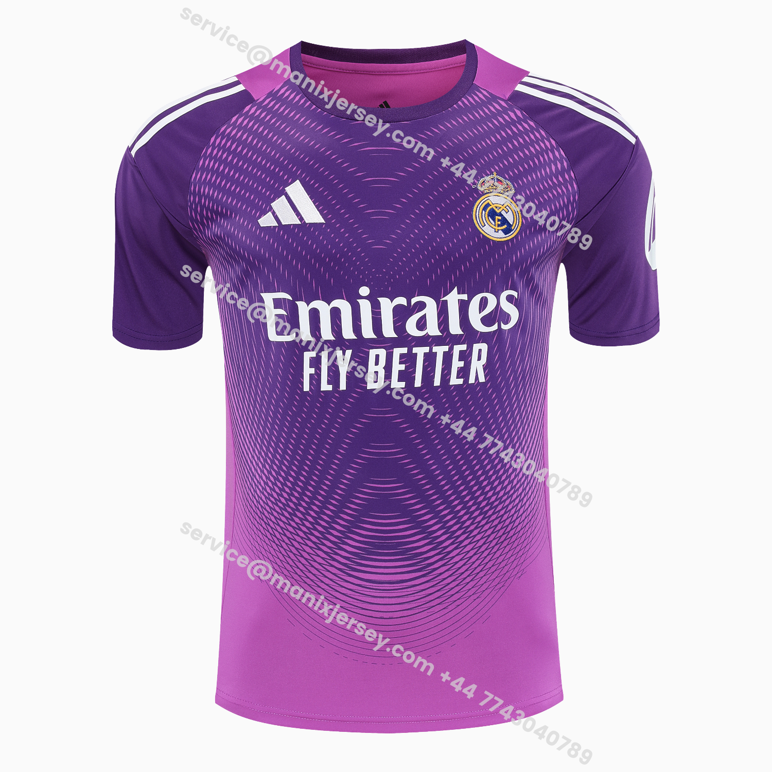 ManixJersey.com | Real Madrid 25-26 Short-Sleeve Training Set - Purple Top & Purple Shorts -Customize Name, Number and Patch | Worldwide Shipping