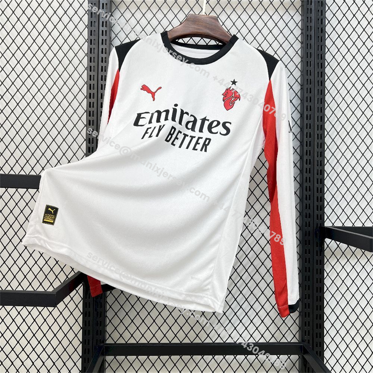 ManixJersey.com | AC Milan 25-26 Away White Long Sleeves Jersey - Fans Version -Customize Name, Number and Patch | Worldwide Shipping