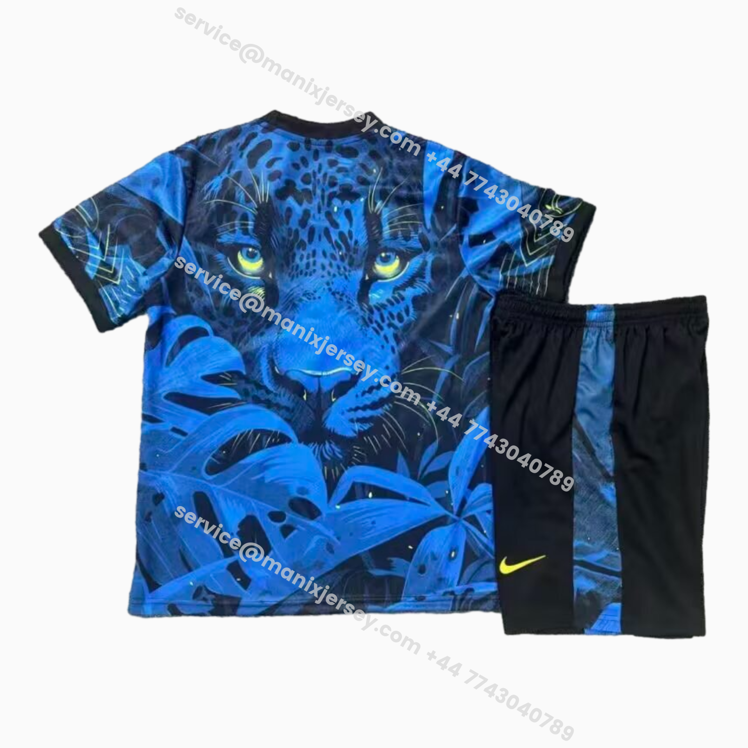 ManixJersey.com | Brazil 25-26 Blue Leopard Special Kids Kit -Customize Name, Number and Patch | Worldwide Shipping