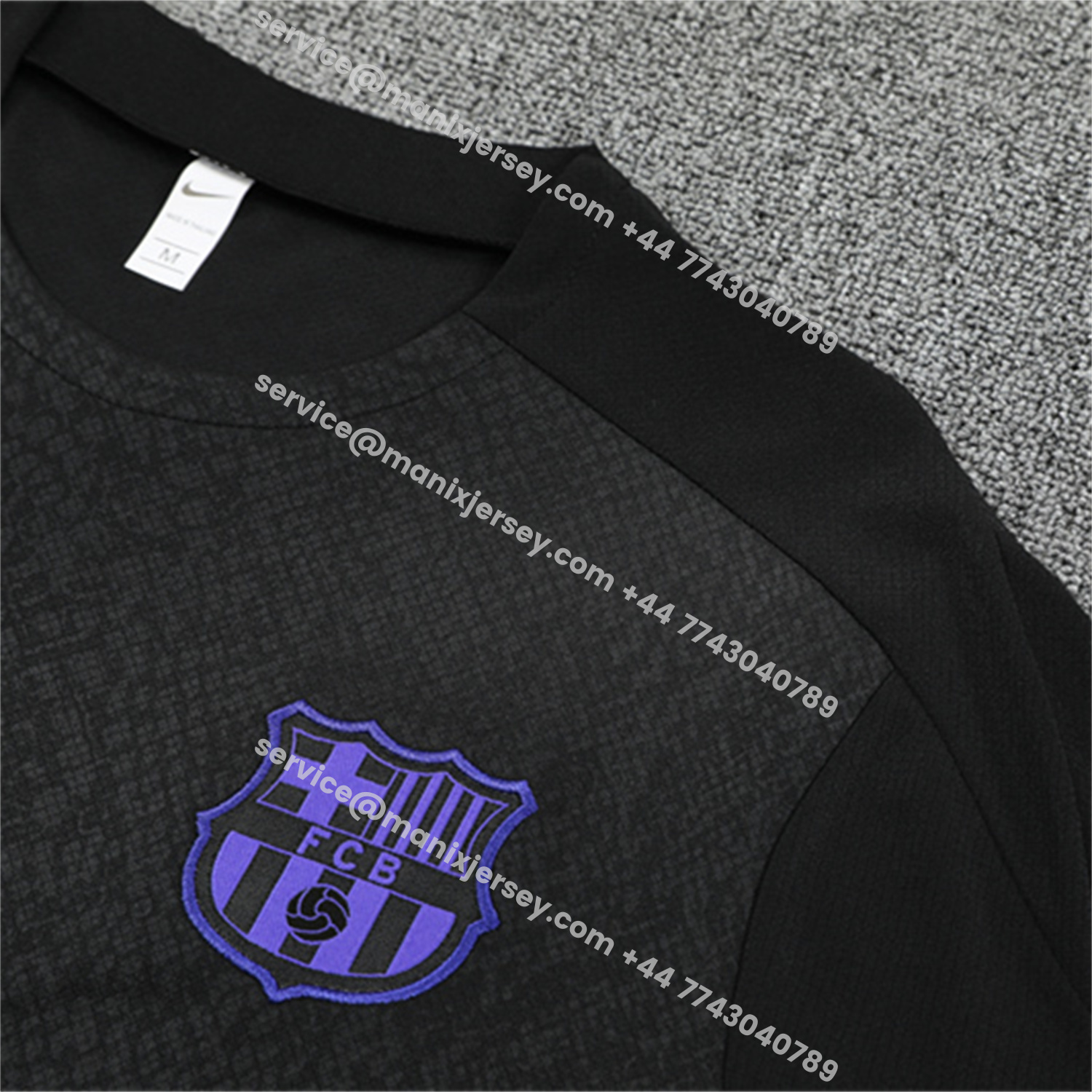 ManixJersey.com | Barcelona 25-26 X KB Kids Short-Sleeve Training Set - Black Blue Top & Black Shorts -Customize Name, Number and Patch | Worldwide Shipping