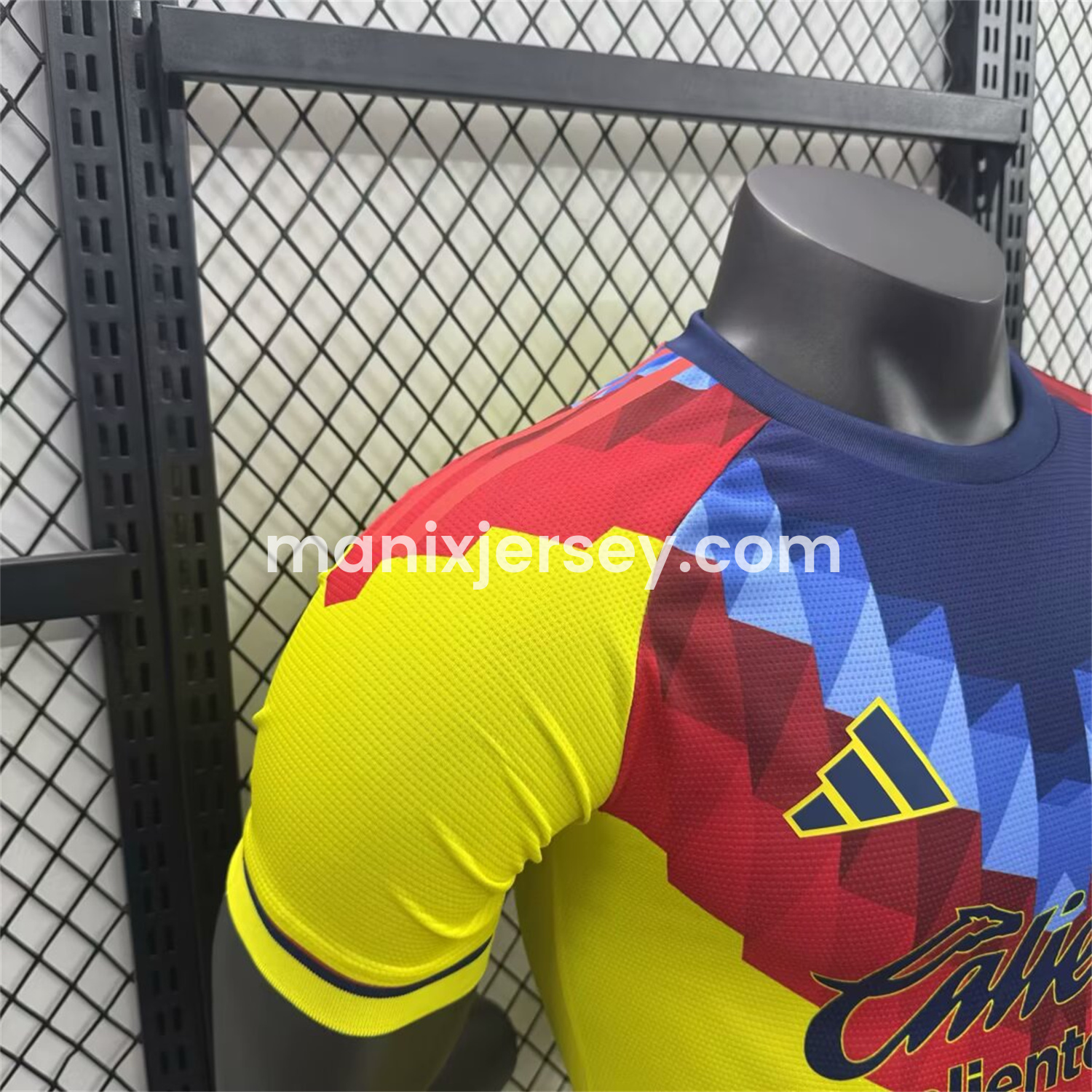 ManixJersey.com | Club América 25-26 Blue and Red V-Shaped Camouflage Yellow Jersey - Player Version -Customize Name, Number and Patch | Worldwide Shipping