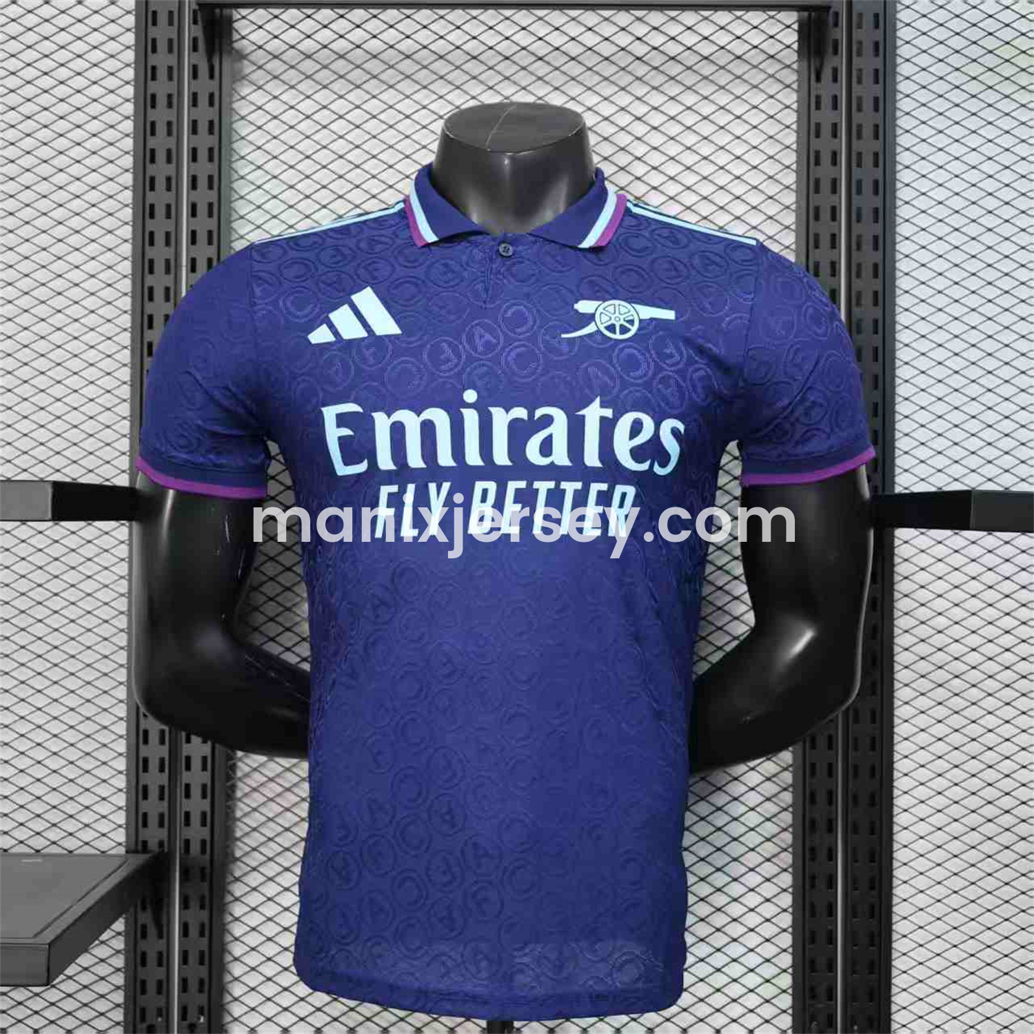 ManixJersey.com | Arsenal 25-26 Deep Blue POLO Letter Pattern Special Jersey - Player Version -Customize Name, Number and Patch | Worldwide Shipping