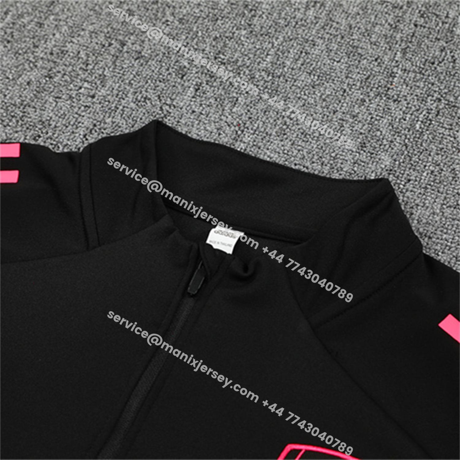 ManixJersey.com | Arsenal 25-26 Kids Long Sleeve Training Set - Pink Logo Balck Top & Black Pants -Customize Name, Number and Patch | Worldwide Shipping