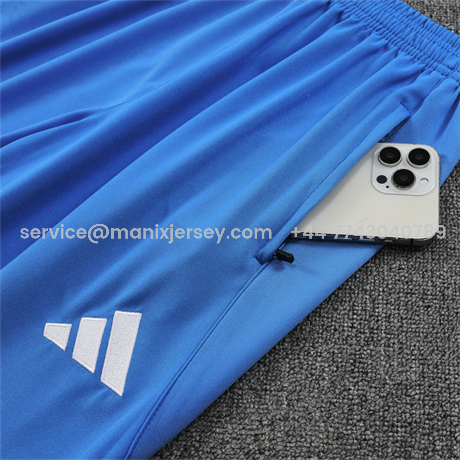 ManixJersey.com | Real Madrid 25-26 Kids Long Sleeve Training Set - Bright Blue Top & Pants -Customize Name, Number and Patch | Worldwide Shipping