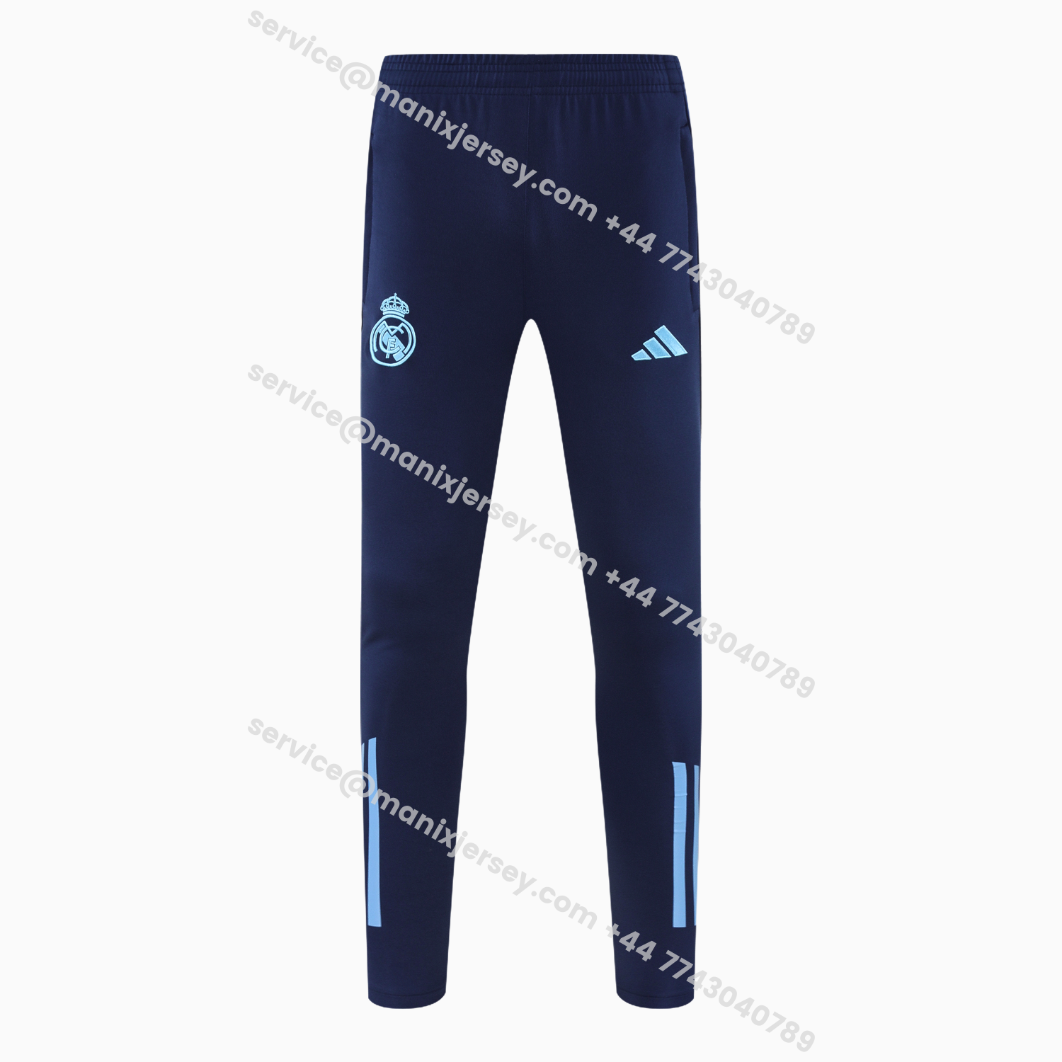 ManixJersey.com | Real Madrid 25-26 Training Hoodie Set - Blue Hoodie and Deep Blue Pants -Customize Name, Number and Patch | Worldwide Shipping