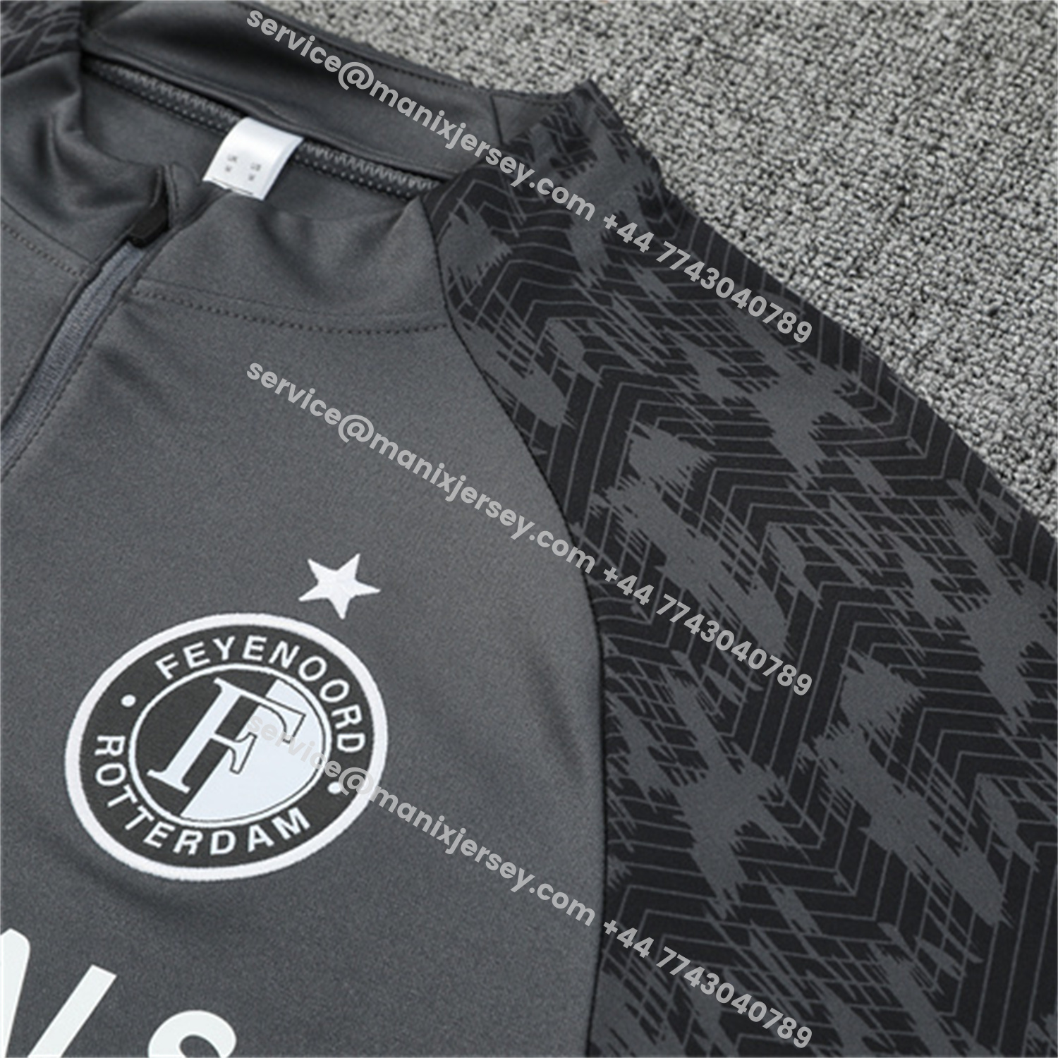 ManixJersey.com | Feyenoord 25-26 Long Sleeve Training Set - Dark Gray Top & Dark Gray Pants -Customize Name, Number and Patch | Worldwide Shipping