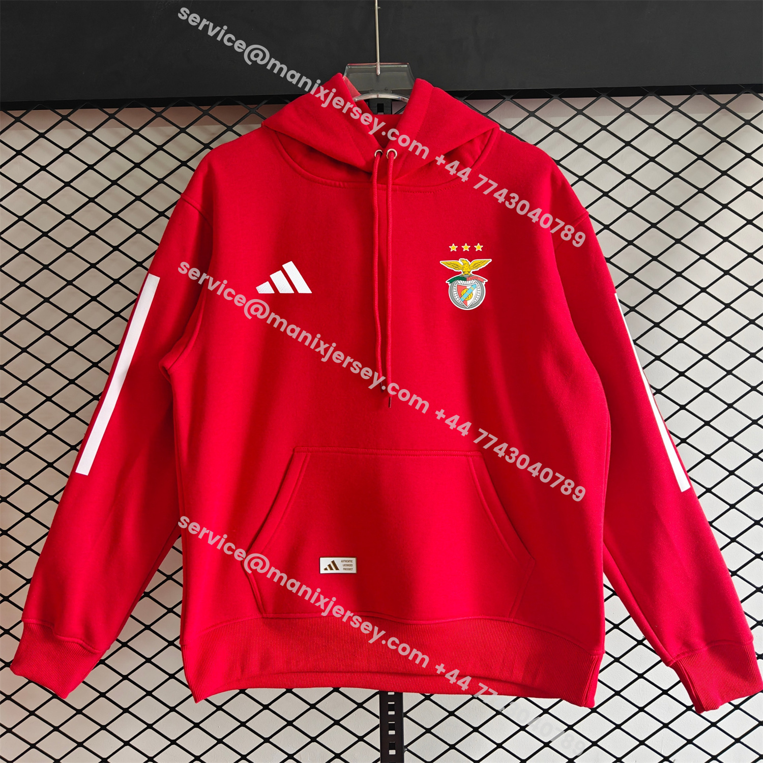 ManixJersey.com | Benfica 25-26 Home Unisex Pullover Hoodie -Customize Name, Number and Patch | Worldwide Shipping