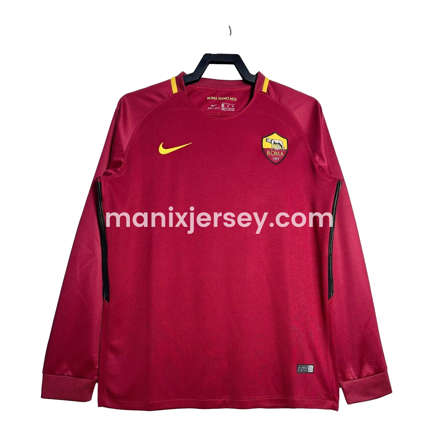 ManixJersey.com | Retro Roma 2017-18 Home Long Sleeves Jersey -Customize Name, Number and Patch | Worldwide Shipping