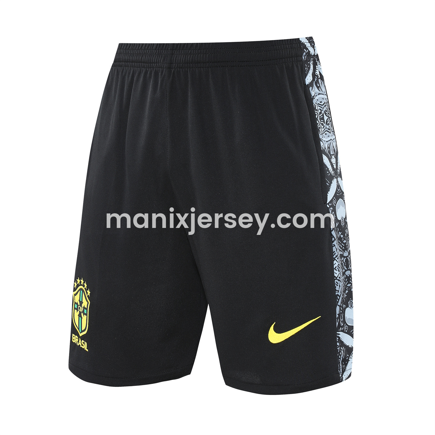 ManixJersey.com | Brazil 25-26 Gray Jesus Statue Short-Sleeve Training Set - Gray Top & Black Shorts -Customize Name, Number and Patch | Worldwide Shipping