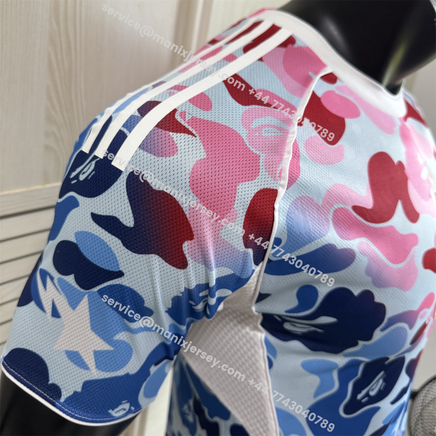 ManixJersey.com | Adidas x A Bathing Ape Pink And Blue Camouflage Special Jersey - Player Version -Customize Name, Number and Patch | Worldwide Shipping