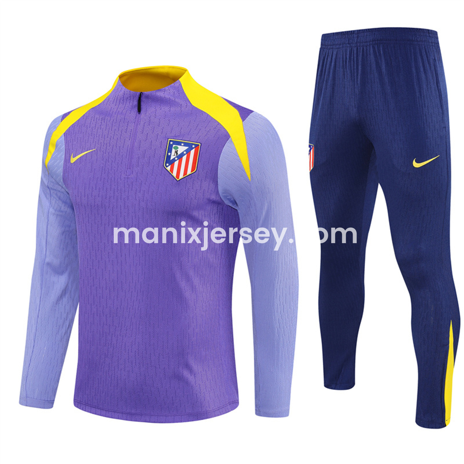 ManixJersey.com | Atletico Madrid 25-26 Long Sleeves Training Set - Purple Top & Purple Pants -Customize Name, Number and Patch | Worldwide Shipping