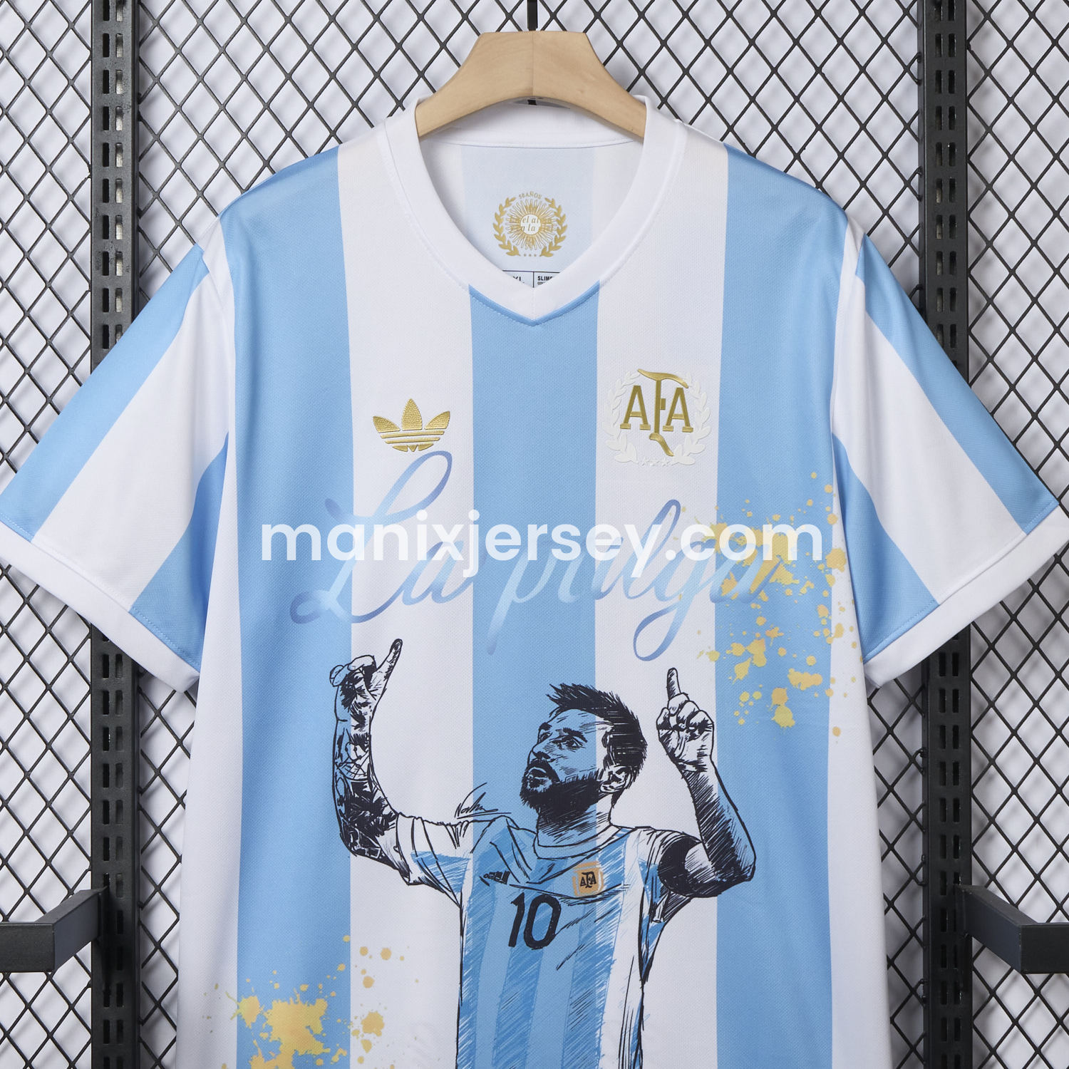 ManixJersey.com | Argentina 25-26 50th Anniversary Messi Graffiti Special Jersey - Fans Version -Customize Name, Number and Patch | Worldwide Shipping