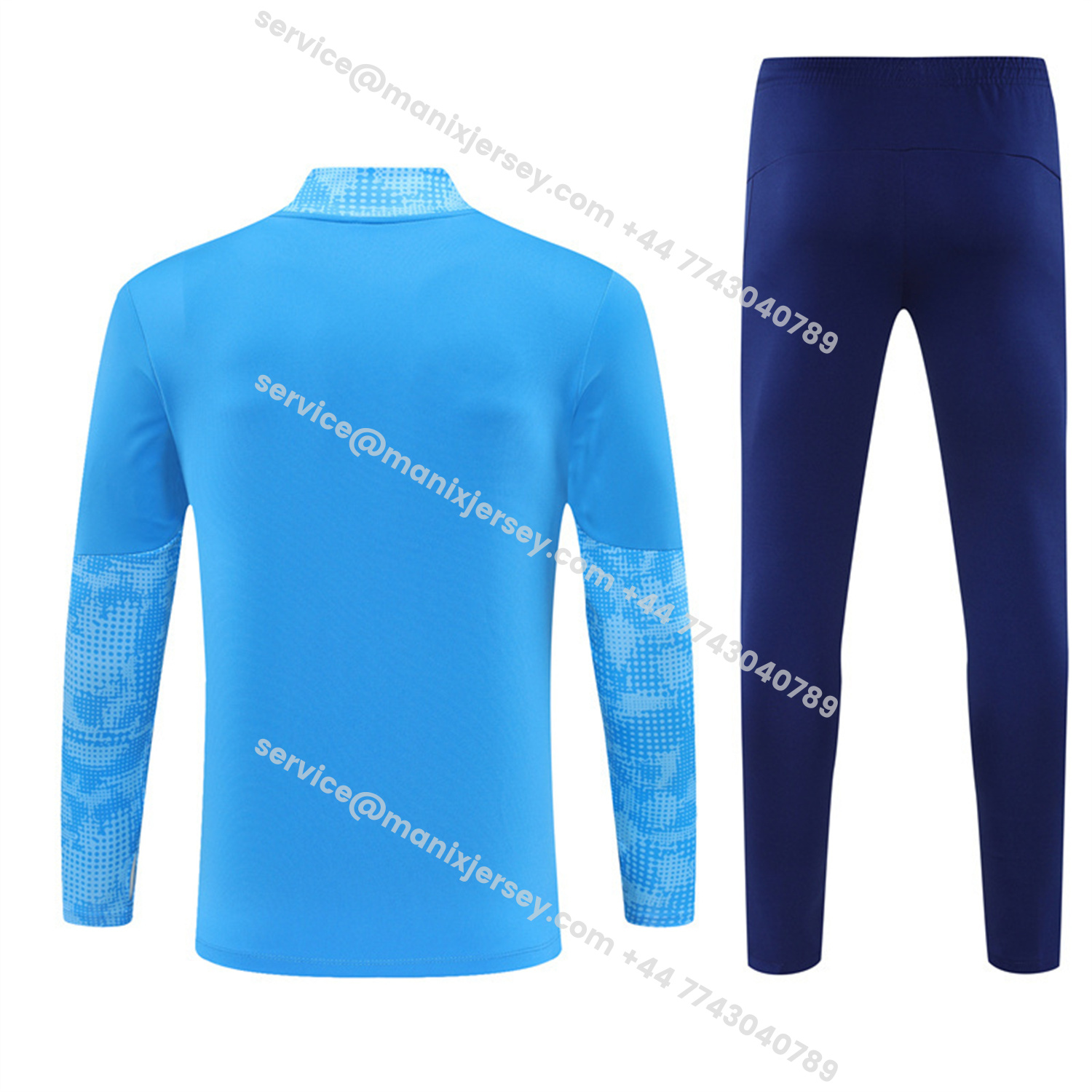 ManixJersey.com | Manchester City 25-26 Kids Long Sleeve Training Set -Light Blue Top & Deep Blue Pants -Customize Name, Number and Patch | Worldwide Shipping