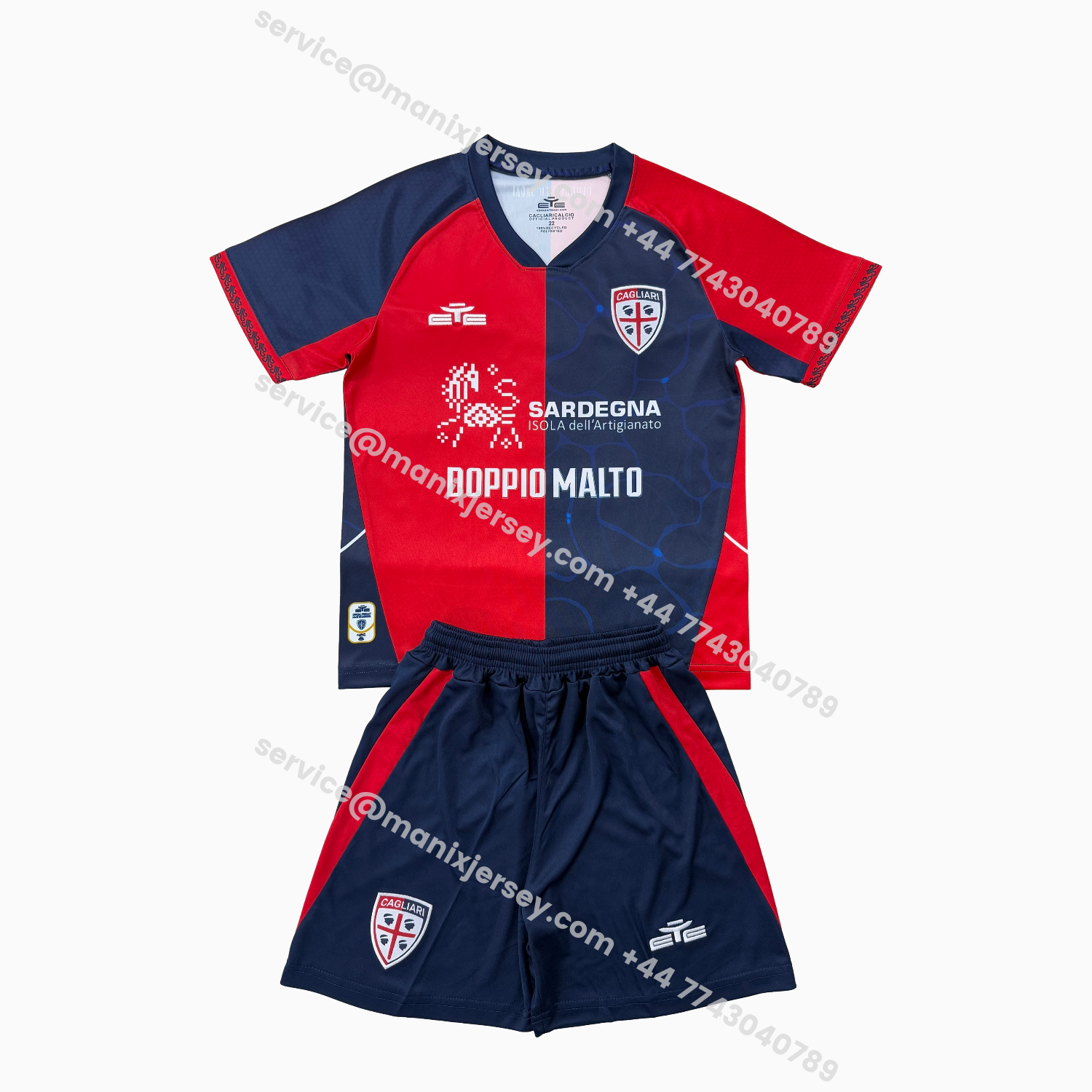 ManixJersey.com | Cagliari Calcio 25-26 Home Kids Kit -Customize Name, Number and Patch | Worldwide Shipping