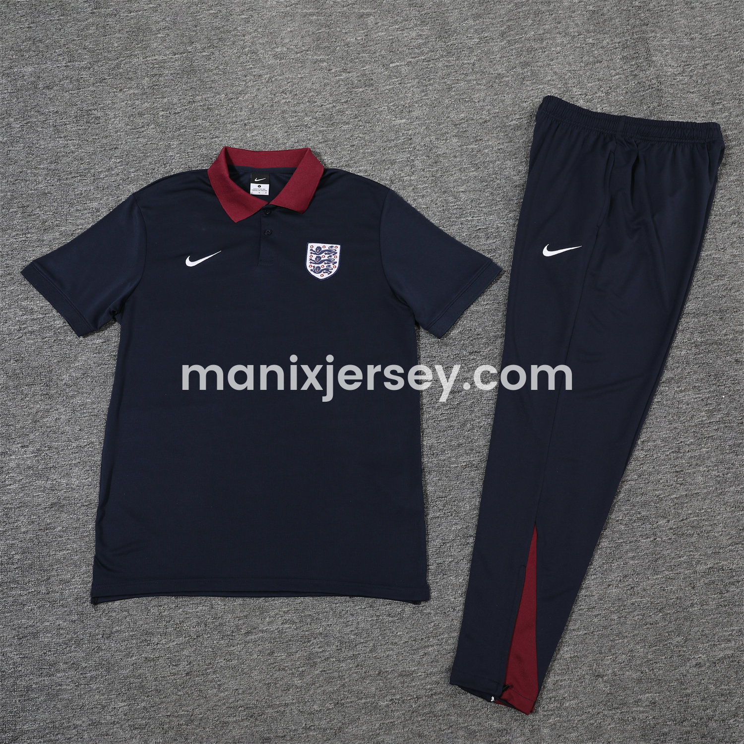 ManixJersey.com | England 25-26 POLO Short-Sleeve Training Set - Deep Blue Top and Pants -Customize Name, Number and Patch | Worldwide Shipping