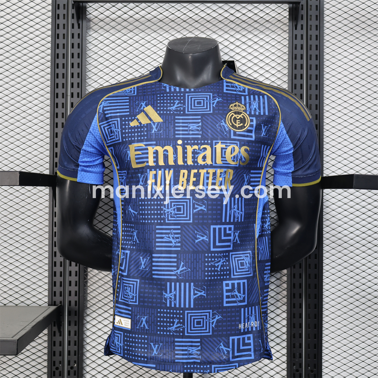 ManixJersey.com | Real Madrid 25-26 Blue Gold Special Edition Jersey - Player Version -Customize Name, Number and Patch | Worldwide Shipping