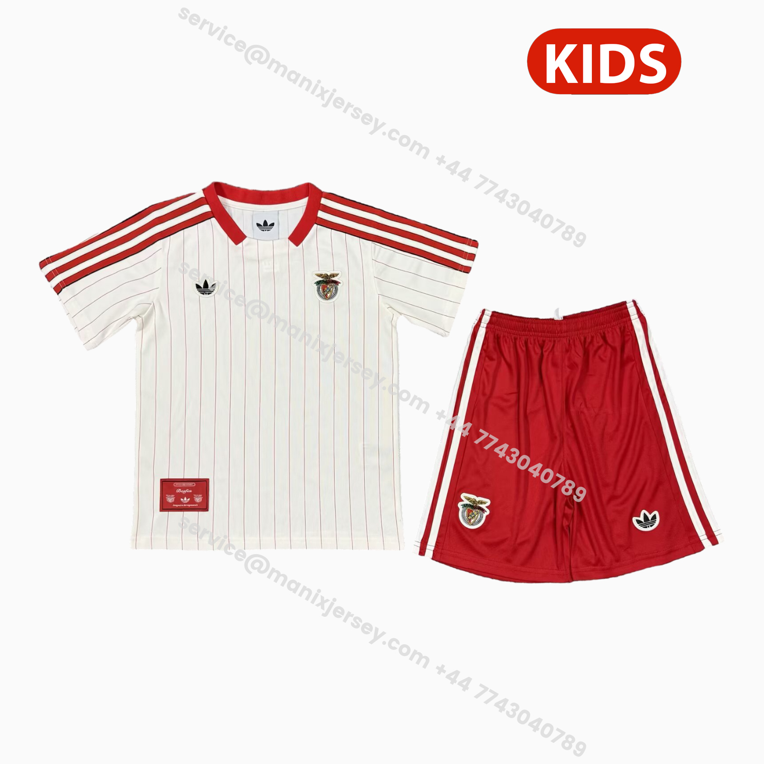 ManixJersey.com | Benfica 25-26 Icon Range Travel White Special Edition Kids Kit -Customize Name, Number and Patch | Worldwide Shipping