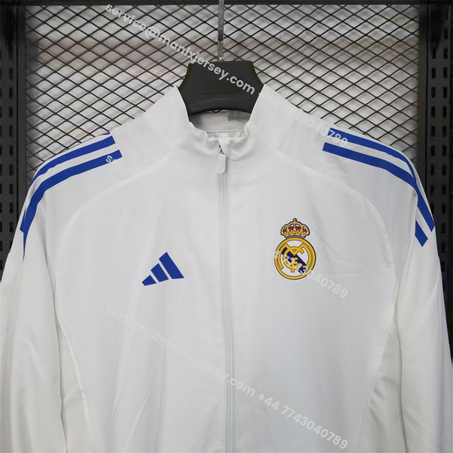 ManixJersey.com | Real Madrid 25-26 White Windbreaker Jacket - Deep Green -Customize Name, Number and Patch | Worldwide Shipping