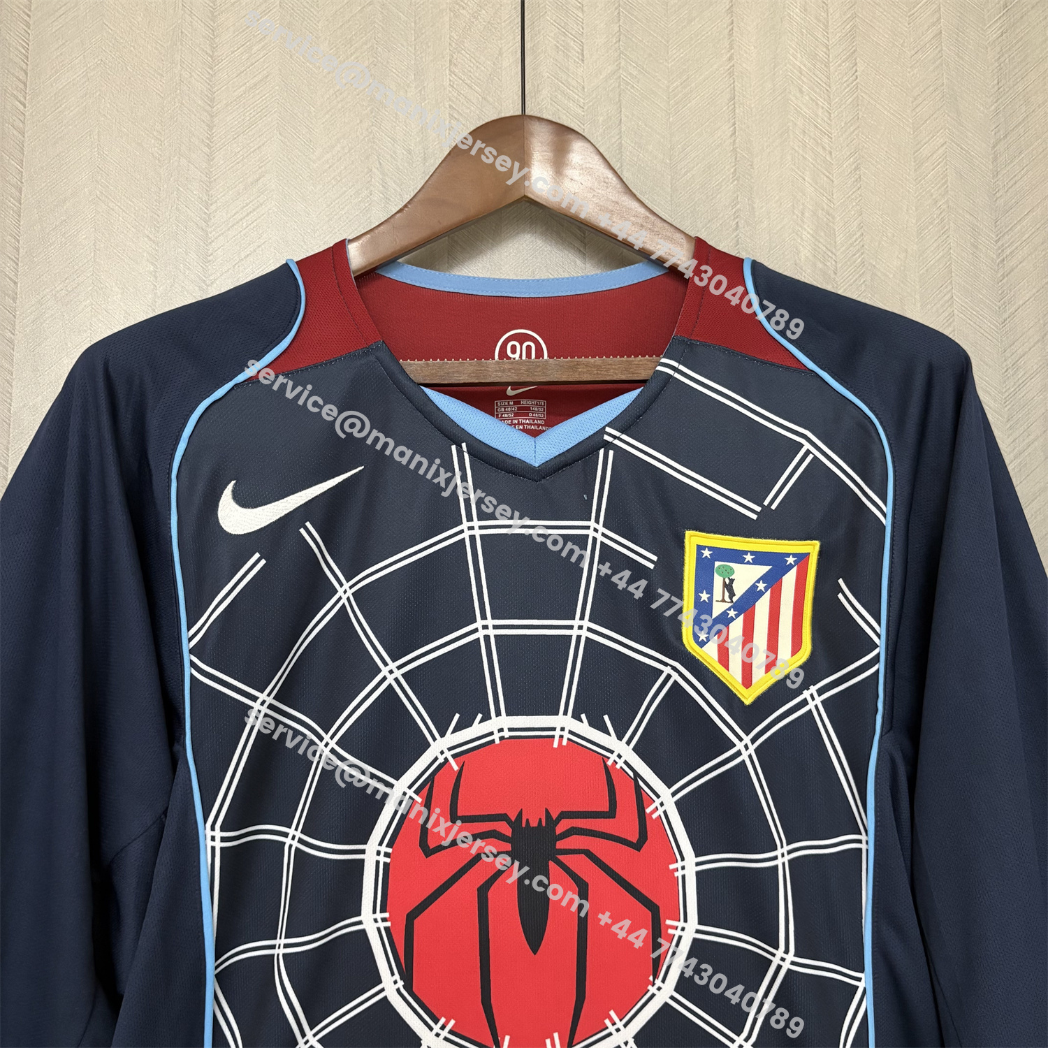 ManixJersey.com | Retro Atletico Madrid 2004-05 Away Long Sleeves Jersey - S.p.i.d.e.r M.a.n -Customize Name, Number and Patch | Worldwide Shipping