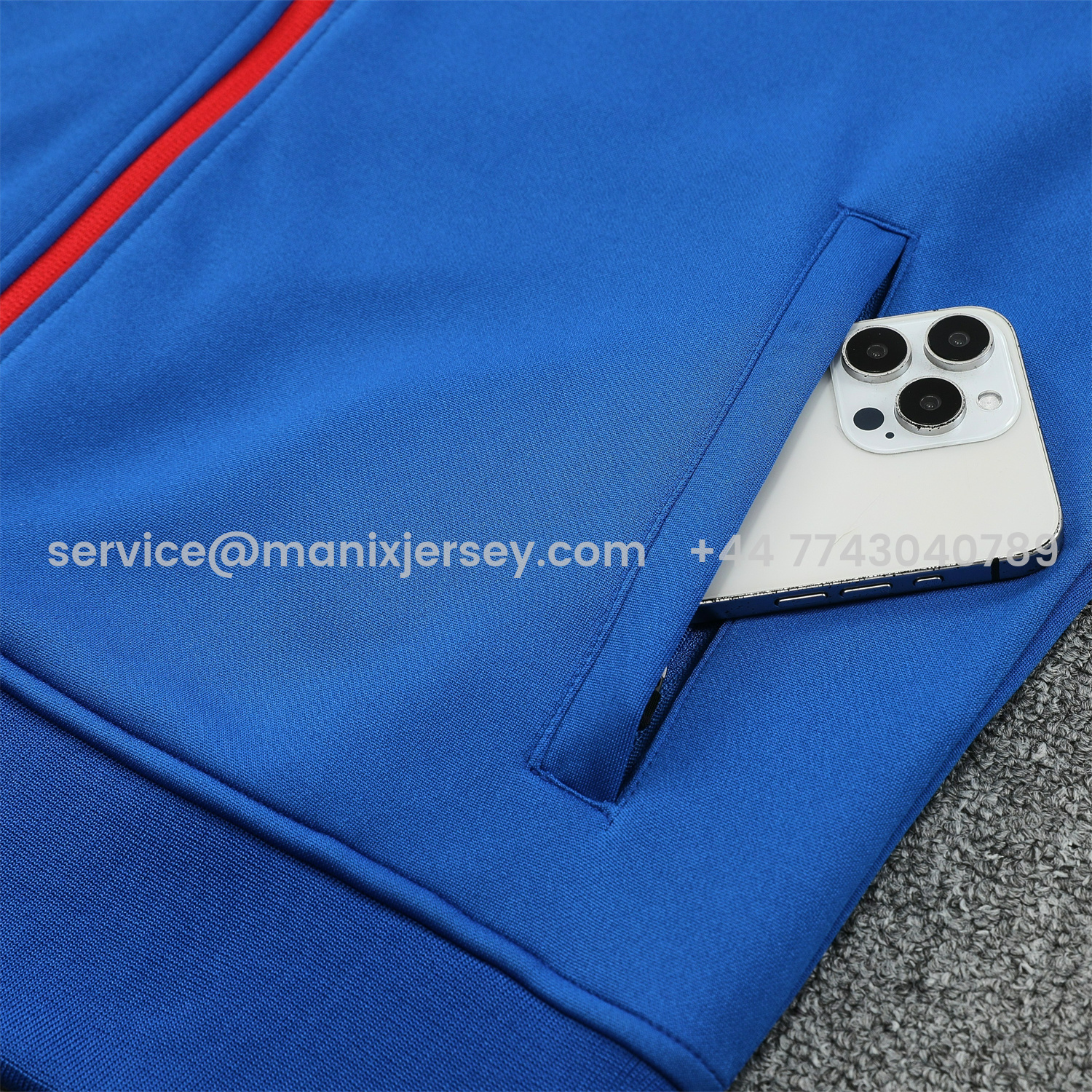 ManixJersey.com | Paris Saint-Germain PSG 25-26 Jacket Training Tracksuit - Blue Jackets & Blue Pants -Customize Name, Number and Patch | Worldwide Shipping