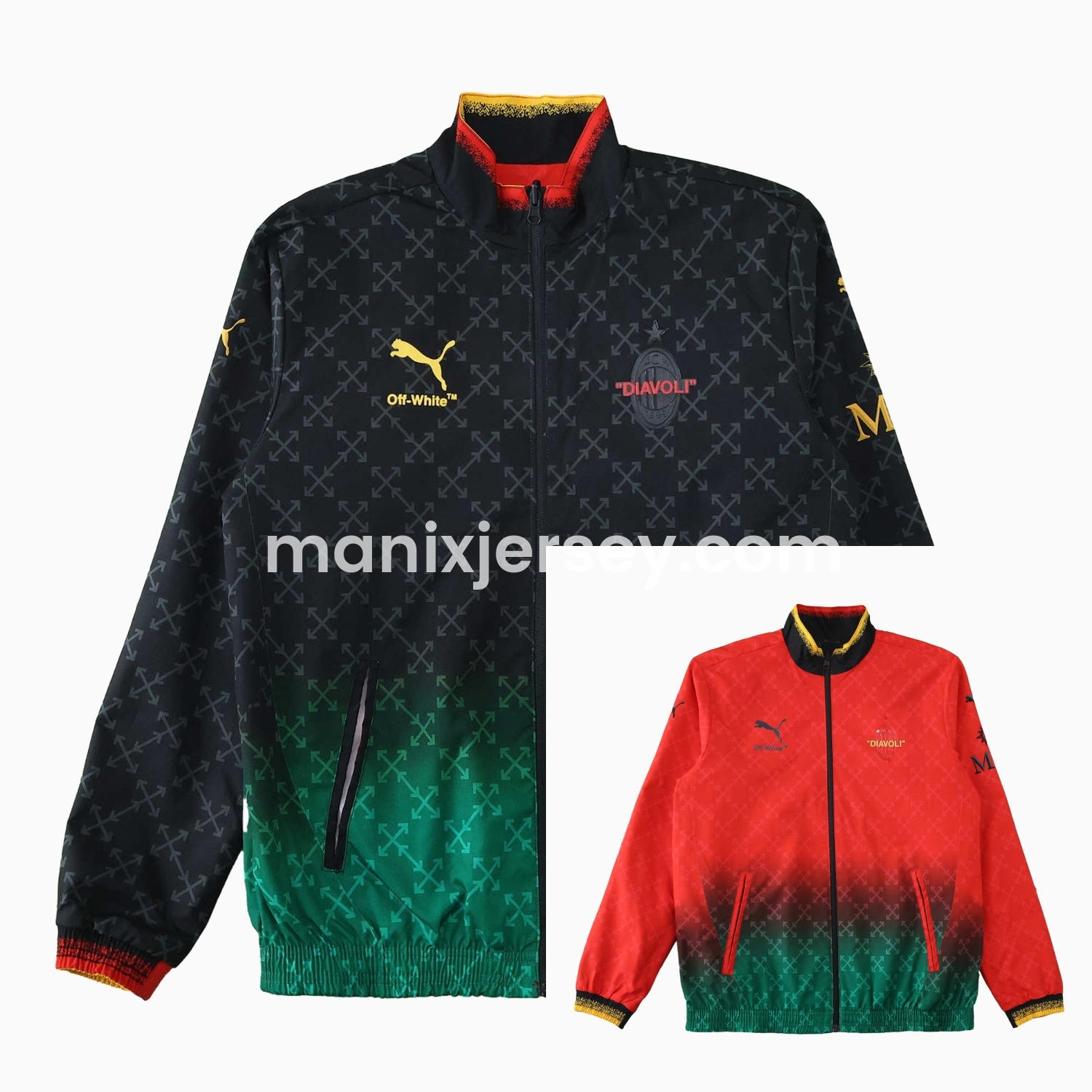 ManixJersey.com | AC Milan 24-25 Fourth “Diavoli” Special Edition Double Sided Reversible Windbreaker - Black & Red -Customize Name, Number and Patch | Worldwide Shipping