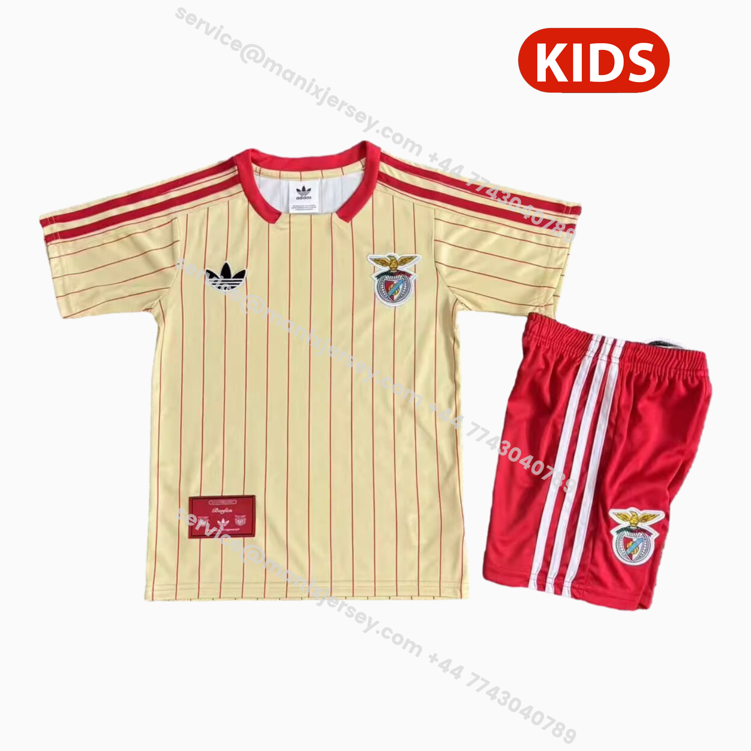 ManixJersey.com | Benfica 25-26 Icon Range Travel Yellow Special Edition Kids Kit -Customize Name, Number and Patch | Worldwide Shipping