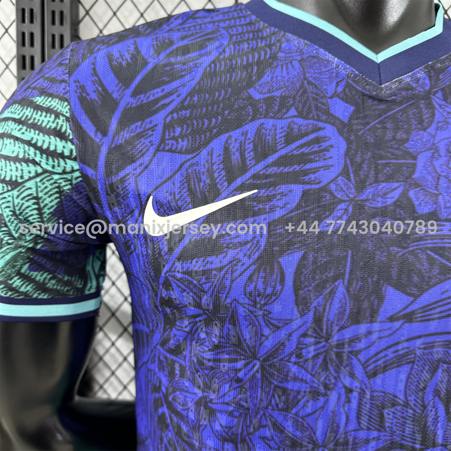 ManixJersey.com | Brazil 25-26 Blue Flowers and Leaves Jersey - Player Version -Customize Name, Number and Patch | Worldwide Shipping