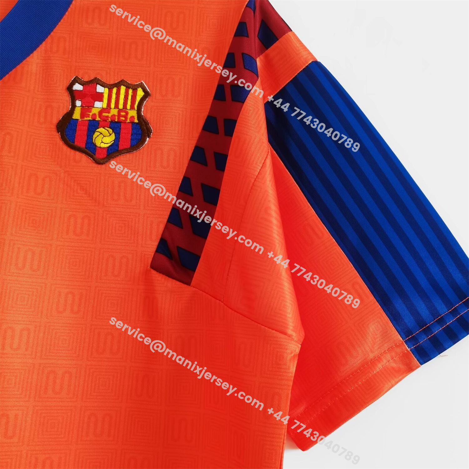ManixJersey.com | Retro Barcelona 1991-92 Away Orange Jersey -Customize Name, Number and Patch | Worldwide Shipping