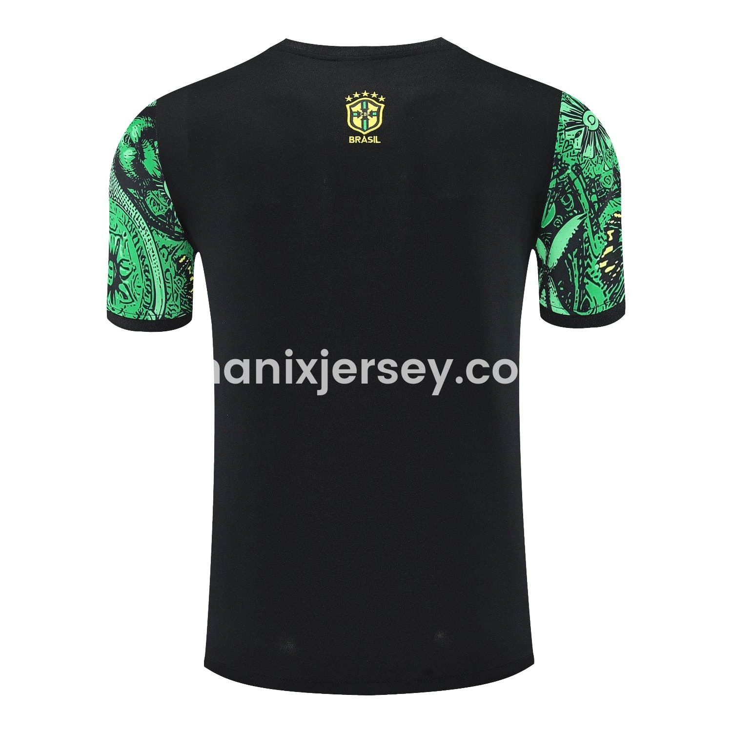 ManixJersey.com | Brazil 25-26 Green Jesus Statue Short-Sleeve Training Set - Green Top & Black Shorts -Customize Name, Number and Patch | Worldwide Shipping