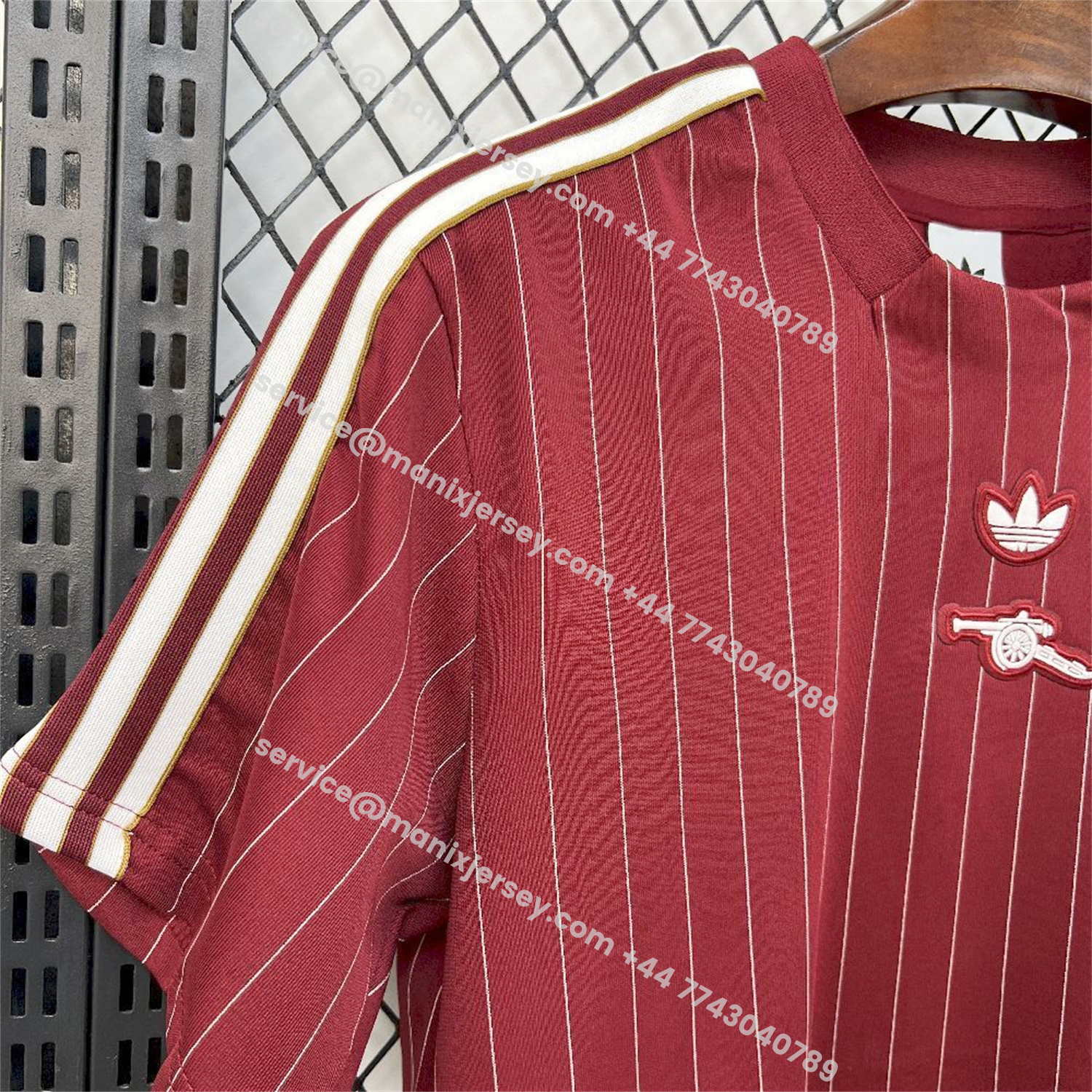 ManixJersey.com | Arsenal 25-26 Trefoil White Lines Red Travel Jersey - Fans Version -Customize Name, Number and Patch | Worldwide Shipping