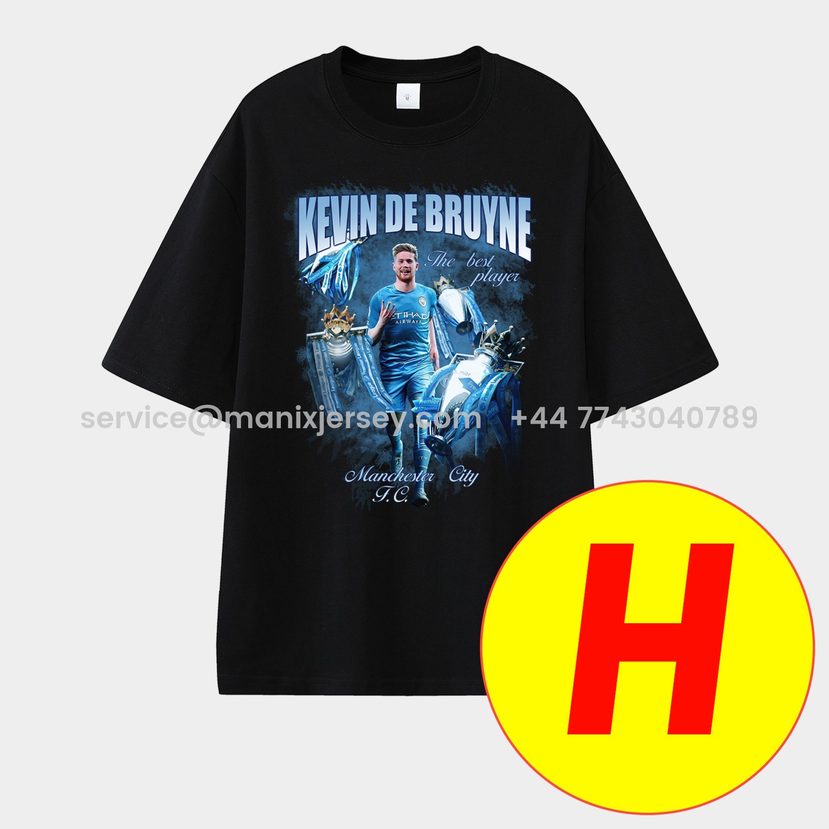ManixJersey.com | Manchester City Kevin De Bruyne Career Memory Fragments Unisex Pure Cotton T-shirt -Customize Name, Number and Patch | Worldwide Shipping